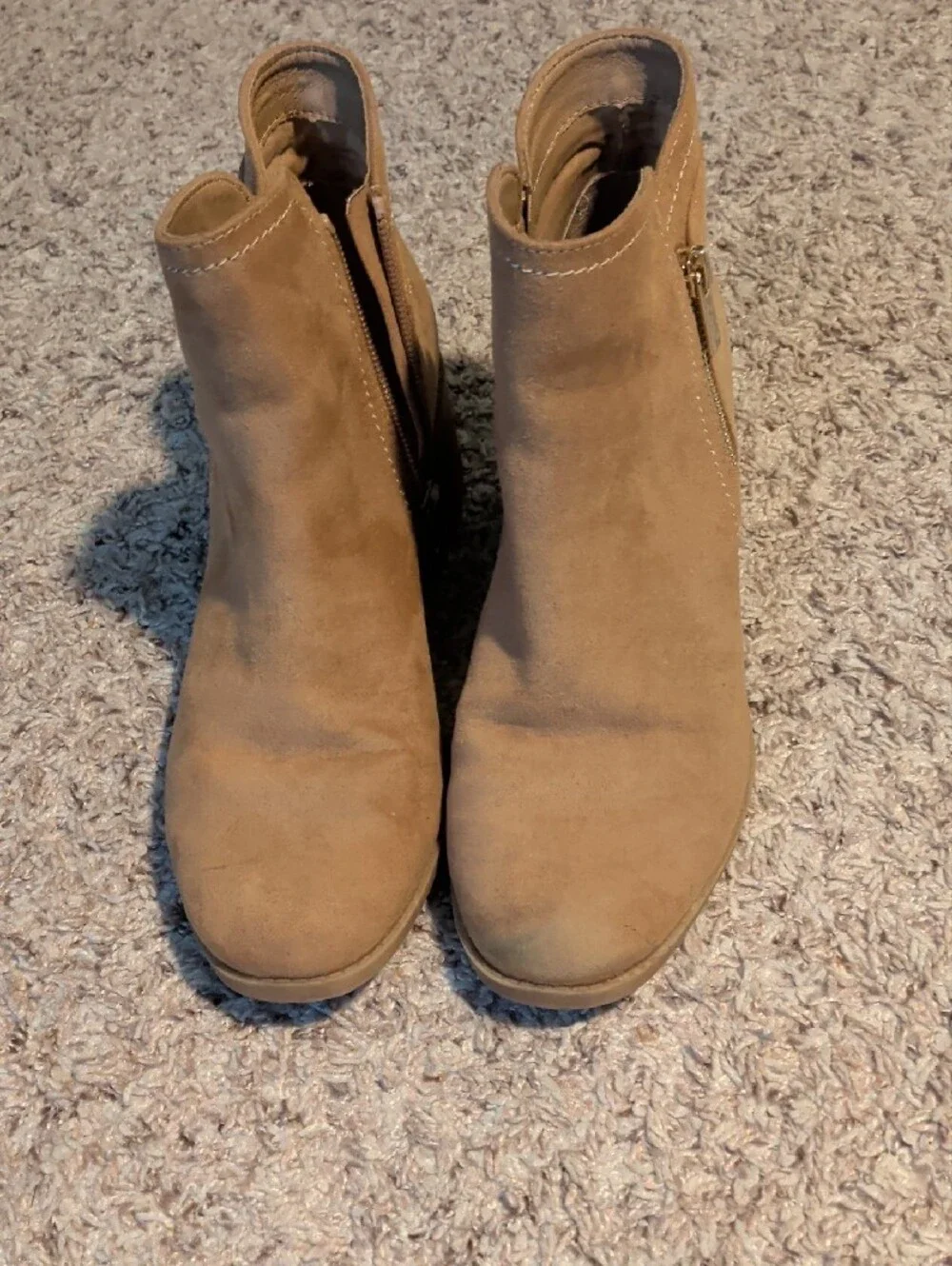 LC Lauren Conrad Tan Suede Side-Zip Ankle Booties